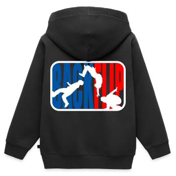 Parkour Freerunner Backflip - Sweat Premium à capuche zippé enfant bio - noir - Dos - AI Model Kid Male (0cm)