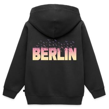 Berlin Allemagne City Font Oiseaux Skyline - Sweat Premium à capuche zippé enfant bio - noir - Dos - AI Model Kid Male (0cm)