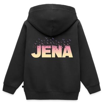 Jena Allemagne Ville Police Oiseaux Skyline - Sweat Premium à capuche zippé enfant bio - noir - Dos - AI Model Kid Male (0cm)