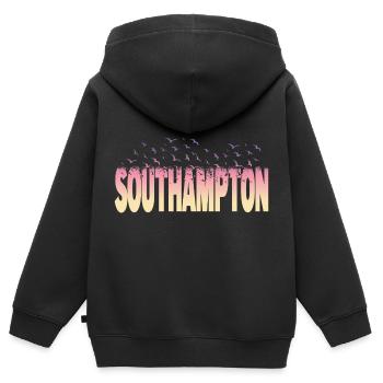 Southampton Angleterre Royaume-Uni City Font Birds Skyline - Sweat Premium à capuche zippé enfant bio - noir - Dos - AI Model Kid Male (0cm)