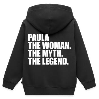 Woman Mythos Legende Name Paula - Kinder Premium Organic Zip Hoodie - Schwarz - Hinten - AI Model Kid Male (0cm)