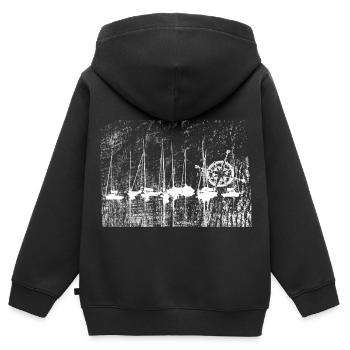 Marina Compass Marins Nautiques Nautiques - Sweat Premium à capuche zippé enfant bio - noir - Dos - AI Model Kid Male (0cm)