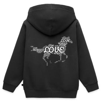 Ich Liebe Pferde T-Shirt Geschenkidee - Kinder Premium Organic Zip Hoodie - Schwarz - Hinten - AI Model Kid Male (0cm)