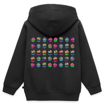 Viele bunte Muffins Törtchen - Kinder Premium Organic Zip Hoodie - Schwarz - Hinten - AI Model Kid Male (0cm)