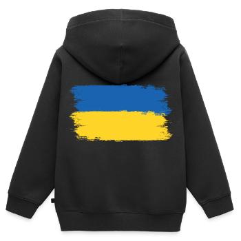 Ukraine -Bete für die Ukraine - Viva Ukraine - Kinder Premium Organic Zip Hoodie - Schwarz - Hinten - AI Model Kid Male (0cm)