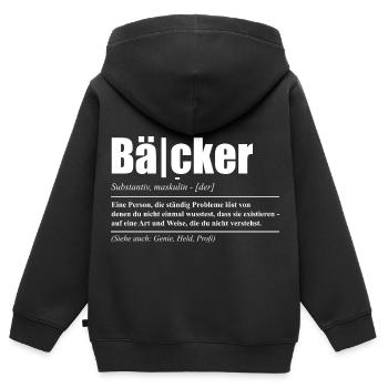 Bäcker Geschenkidee - Kinder Premium Organic Zip Hoodie - Schwarz - Hinten - AI Model Kid Male (0cm)