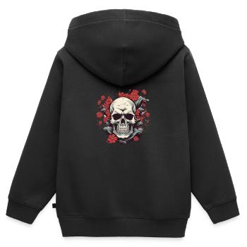 Skull Toenklopf Deisgn - Kinder Premium Organic Zip Hoodie - Schwarz - Hinten - AI Model Kid Male (0cm)