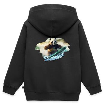 Surf Panda d’été - Sweat Premium à capuche zippé enfant bio - noir - Dos - AI Model Kid Male (0cm)