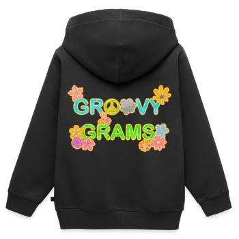 Hippie Peace Peace 60's 70's Love T-Shirt - Sweat Premium à capuche zippé enfant bio - noir - Dos - AI Model Kid Male (0cm)