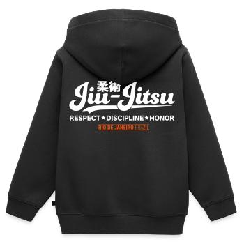 Brazilian Jiu-Jitsu - Kinder Premium Organic Zip Hoodie - Schwarz - Hinten - AI Model Kid Male (0cm)