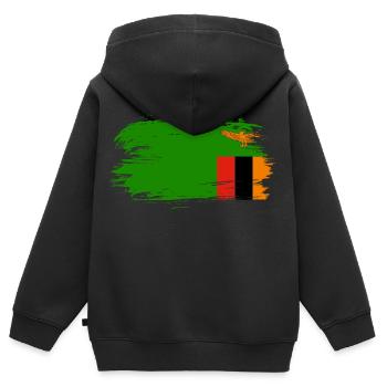 Sambia Flagge Fahne - Kinder Premium Organic Zip Hoodie - Schwarz - Hinten - AI Model Kid Male (0cm)