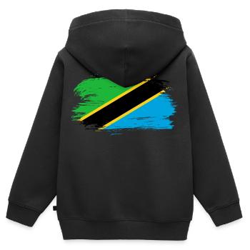 Tansania Flagge Fahne - Kinder Premium Organic Zip Hoodie - Schwarz - Hinten - AI Model Kid Male (0cm)