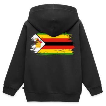 Simbabwe Flagge Fahne - Kinder Premium Organic Zip Hoodie - Schwarz - Hinten - AI Model Kid Male (0cm)
