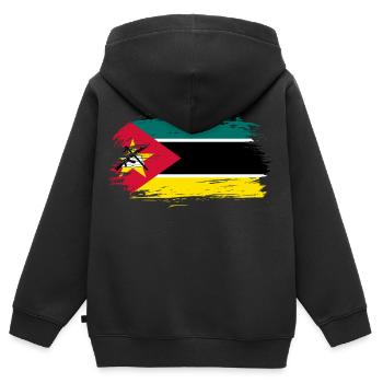 Drapeau de pavillon du Mozambique - Sweat Premium à capuche zippé enfant bio - noir - Dos - AI Model Kid Male (0cm)