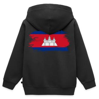 Kambodscha Fahne Flagge - Kinder Premium Organic Zip Hoodie - Schwarz - Hinten - AI Model Kid Male (0cm)