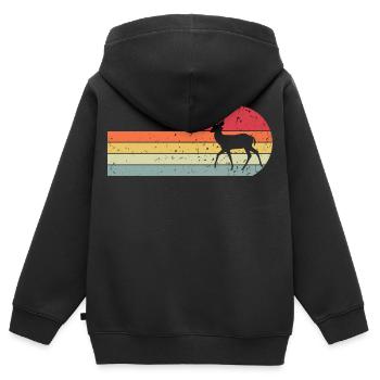 Reh - Kinder Premium Organic Zip Hoodie - Schwarz - Hinten - AI Model Kid Male (0cm)