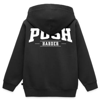 Push Harder - Kids Premium Organic Zip-up Hoodie - black - Back - AI Model Kid Male (0cm)