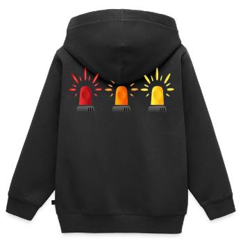 Signal Trio Warnleuchte - Kinder Premium Organic Zip Hoodie - Schwarz - Hinten - AI Model Kid Male (0cm)