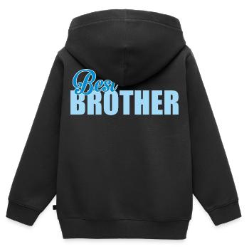 Meilleur frère de tous les temps Don Typographie bleue - Sweat Premium à capuche zippé enfant bio - noir - Dos - AI Model Kid Male (0cm)