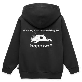 En attendant que quelque chose se passe Cat Lover Design - Sweat Premium à capuche zippé enfant bio - noir - Dos - AI Model Kid Male (0cm)