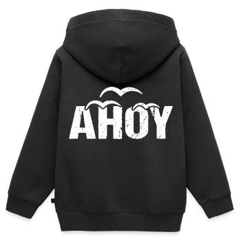Côte d’accueil du lac Ahoy - Sweat Premium à capuche zippé enfant bio - noir - Dos - AI Model Kid Male (0cm)