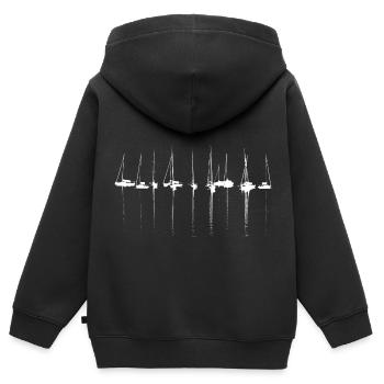 Navires Bateaux Marina - Sweat Premium à capuche zippé enfant bio - noir - Dos - AI Model Kid Male (0cm)