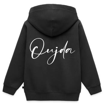 Oujda - Sweat Premium à capuche zippé enfant bio - noir - Dos - AI Model Kid Male (0cm)