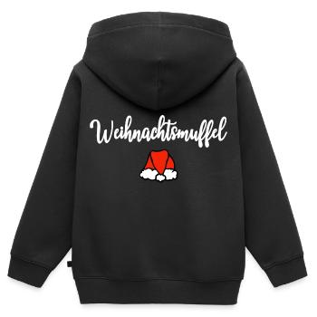 Weihnachtsmuffel Motto Weihnachten - Kinder Premium Organic Zip Hoodie - Schwarz - Hinten - AI Model Kid Male (0cm)