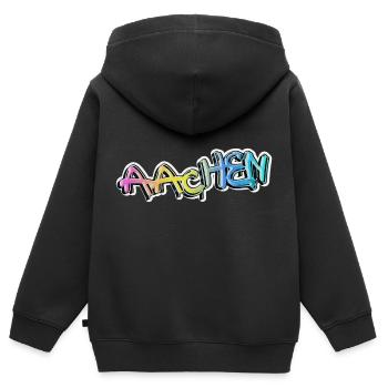 Aachen Deutschland Stadt Graffiti Spray Sprayer - Kinder Premium Organic Zip Hoodie - Schwarz - Hinten - AI Model Kid Male (0cm)