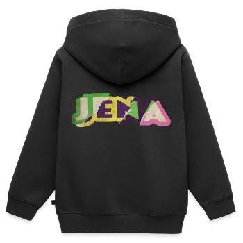 Jena Allemagne City Font Punk Rétro - Sweat Premium à capuche zippé enfant bio - noir - Dos - AI Model Kid Male (0cm)