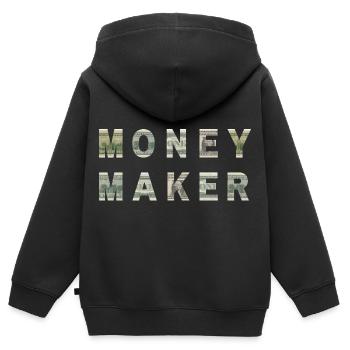 Money Maker Dollar Bill Texture Motivation - Kids Premium Organic Zip-up Hoodie - black - Back - AI Model Kid Male (0cm)