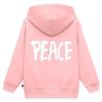 PEACE Blanc Pinceaux - Sweat Premium à capuche zippé enfant bio - rose - Dos - AI Model Kid Female (0cm)