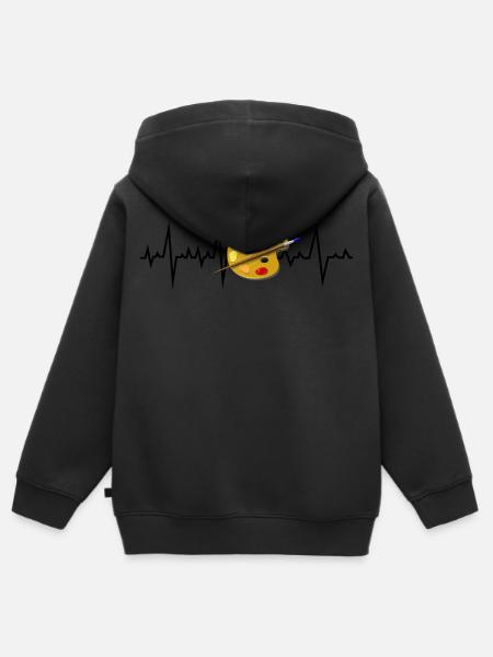 Künstler Kunst Lehrer Malerei Maler Heartbeat Geschenk - Kinder Premium Organic Zip Hoodie - Schwarz