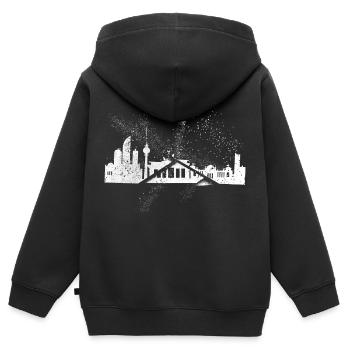 Berlin Allemagne City Skyline Grunge Splash - Sweat Premium à capuche zippé enfant bio - noir - Dos - AI Model Kid Male (0cm)