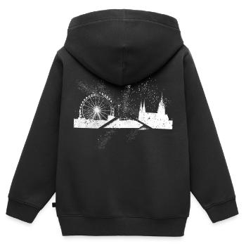 München Deutschland Stadt Skyline Grunge Splash - Kinder Premium Organic Zip Hoodie - Schwarz - Hinten - AI Model Kid Male (0cm)