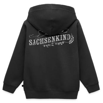 Sachsenkind - Sachsen - Kinder Premium Organic Zip Hoodie - Schwarz - Hinten - AI Model Kid Male (0cm)