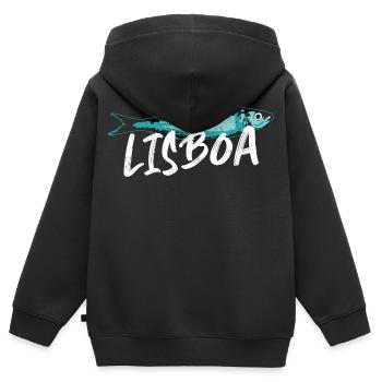 Sardine Lissabon Illustration Portugal im Sommer - Kinder Premium Organic Zip Hoodie - Schwarz - Hinten - AI Model Kid Male (0cm)