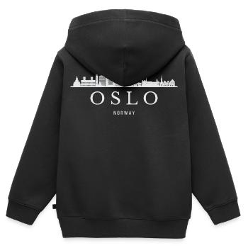 Oslo Skyline, Oslo Norway - Kids Premium Organic Zip-up Hoodie - black - Back - AI Model Kid Male (0cm)