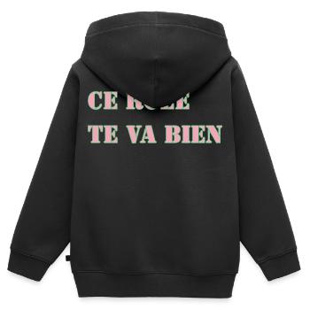 CE RÔLE TE VA BIEN - Sweat Premium à capuche zippé enfant bio - noir - Dos - AI Model Kid Male (0cm)