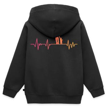 Vater und Sohn Herzschlag Geschenk Vater Sohn - Kinder Premium Organic Zip Hoodie - Schwarz - Hinten - AI Model Kid Male (0cm)