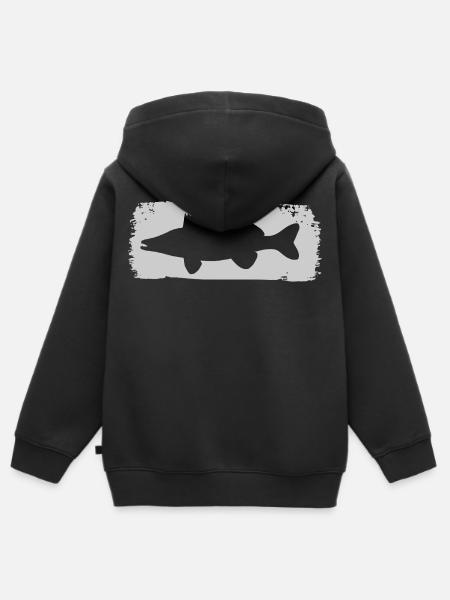 Zander im Farbstrich - grau - Kinder Premium Organic Zip Hoodie - Schwarz