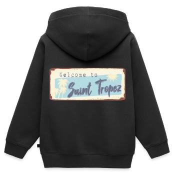 Welcome to Saint Tropez - Kinder Premium Organic Zip Hoodie - Schwarz - Hinten - AI Model Kid Male (0cm)