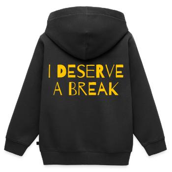 I deserve a break - Sweat Premium à capuche zippé enfant bio - noir - Dos - AI Model Kid Male (0cm)