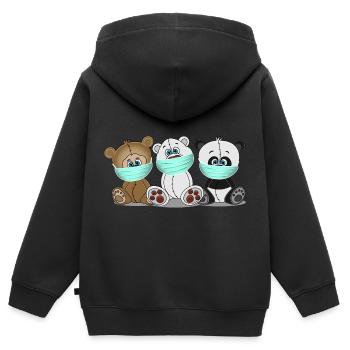 Grizzly Bär Polar Bär Panda Bär mit Mundschutz - Kinder Premium Organic Zip Hoodie - Schwarz - Hinten - AI Model Kid Male (0cm)