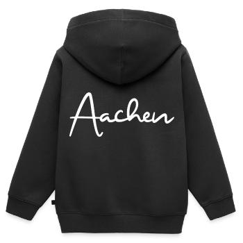 Aachen Stadt Rheinland - Kinder Premium Organic Zip Hoodie - Schwarz - Hinten - AI Model Kid Male (0cm)