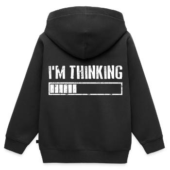 I'M THINKING Loading Gaming Computer Humor - Kinder Premium Organic Zip Hoodie - Schwarz - Hinten - AI Model Kid Male (0cm)