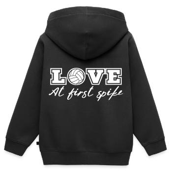 Cadeau de volley- de volley- de volley- de plage - Sweat Premium à capuche zippé enfant bio - noir - Dos - AI Model Kid Male (0cm)