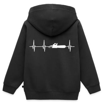 Heartbeat Woodworker Chainsaw - Kids Premium Organic Zip-up Hoodie - black - Back - AI Model Kid Male (0cm)