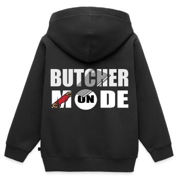 Fleischer Metzger Schlachter - Kinder Premium Organic Zip Hoodie - Schwarz - Hinten - AI Model Kid Male (0cm)