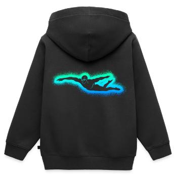 Schwimmen Schwimmsport Schwimm Jungen Schwimmer - Kinder Premium Organic Zip Hoodie - Schwarz - Hinten - AI Model Kid Male (0cm)